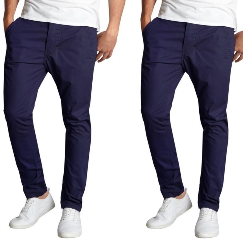 NEW Galaxy by Harvic Mens Chinos Pants, Size 34W x 30L, Navy Blue